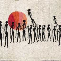 Geometric wall hanging in natural Karakul wool colours